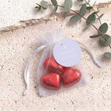 Lilac White Cross Confirmation Personalised Organza Bags with Chocolate Hearts