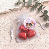 Mermaids Birthday Personalised Organza Bags with Chocolate Hearts