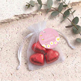 Pink Bumble Bee First Birthday Personalised Organza Bags with Chocolate Hearts