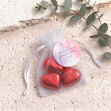 Pink Purple Marble Weddings Personalised Organza Bags with Chocolate Hearts