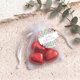Wildflower Mothers Day Personalised Organza Bags with Chocolate Hearts