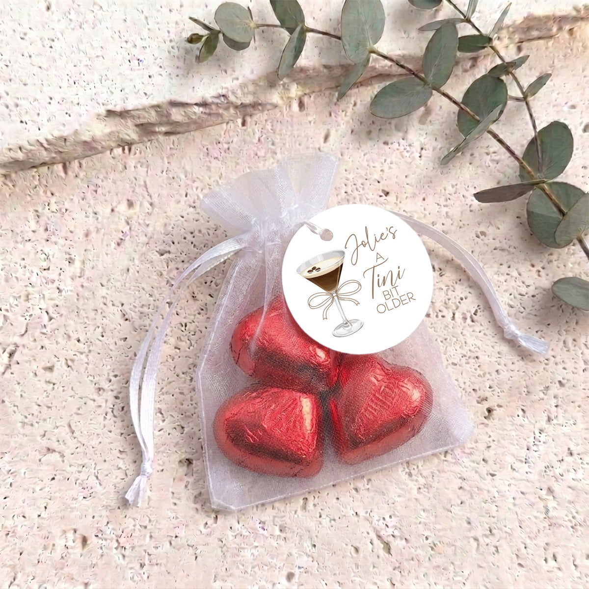 A Tini Bit Older Martin Organza Bags with Chocolate Hearts