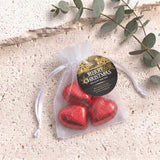 Christmas Gold Black Personalised Organza Bags with Chocolate Hearts