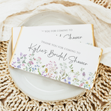 Bridal shower chocolate bar wrapper with wildflower border and Thank you message