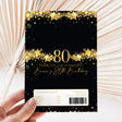 DIY printed chocolate wrapper sheet with black and gold star design, 80 and thank-you text