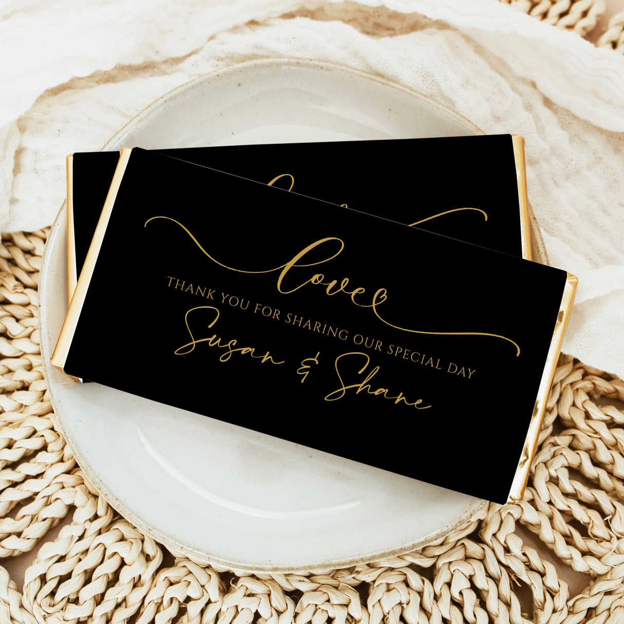 Wedding Love Black & Gold Chocolate Bar