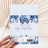 Blue floral bridal shower chocolate wrapper with thank-you text and roses