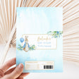 DIY baby shower chocolate bar wrapper sheet with blue Peter Rabbit and floral design