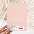 Blush pink First Holy Communion chocolate wrapper with cross and thank-you text