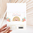 Wild One first birthday chocolate wrapper sheet with rainbow, flowers, and One label