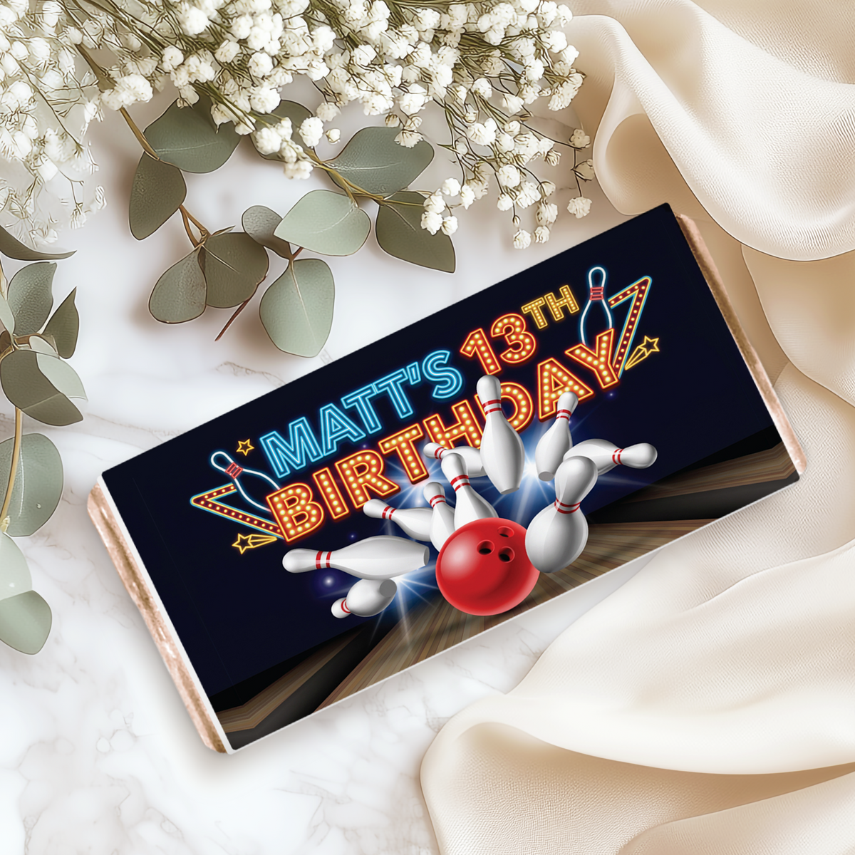 Bowling Party Birthday Personalised Chocolate Bars