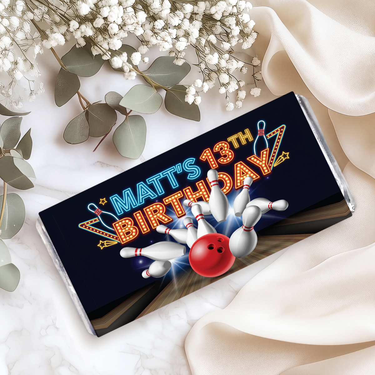 Bowling Party Birthday Personalised Chocolate Bars