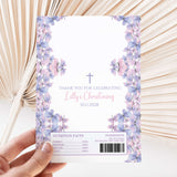 Purple butterfly printed chocolate wrapper sheet with cross and thank you text