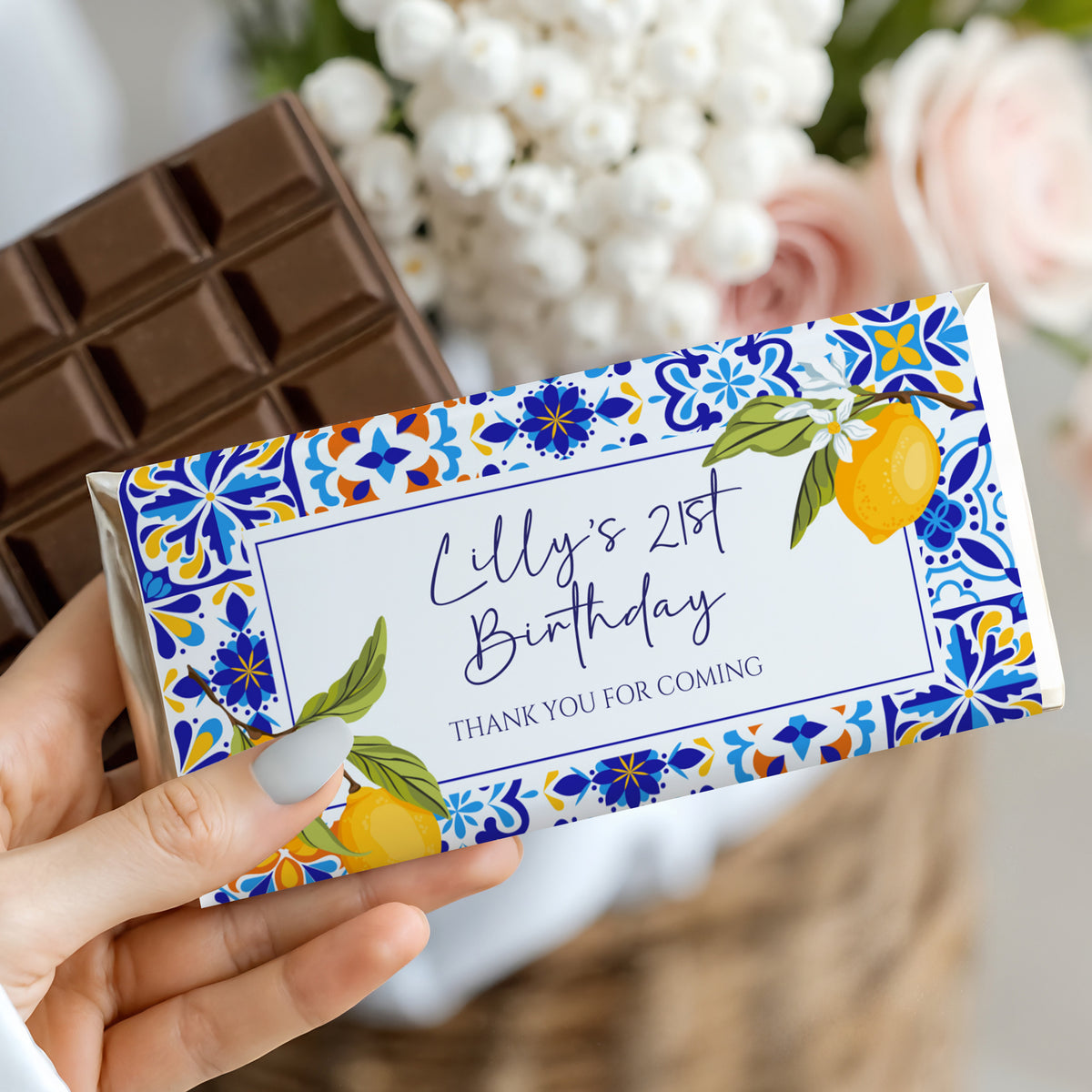 Amalfi Lemons 21st Birthday Personalised Chocolate Bars