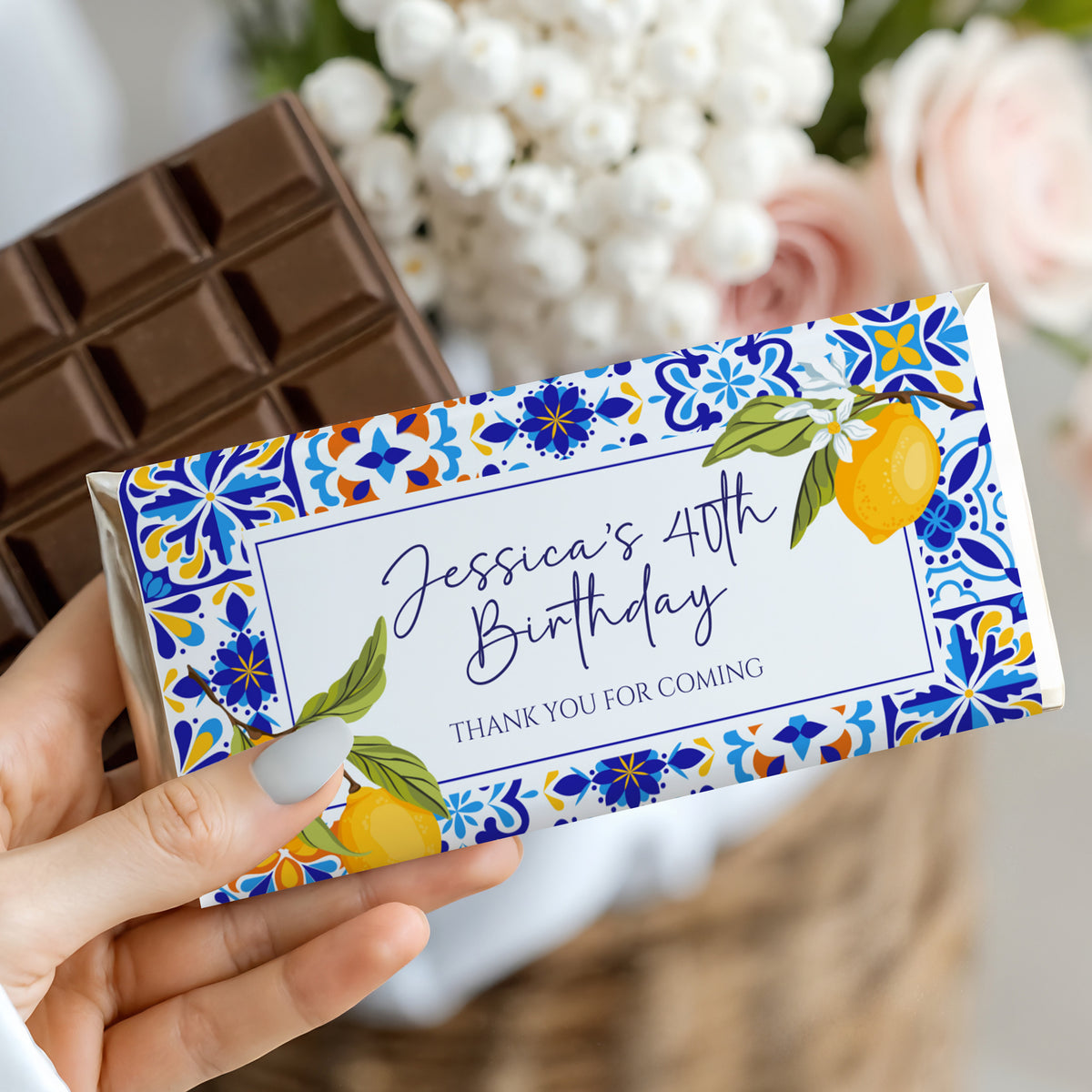 Amalfi Lemons 40th Birthday Personalised Chocolate Bars
