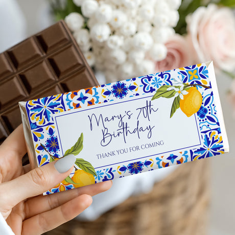 Amalfi Lemons 70th Birthday Personalised Chocolate Bars