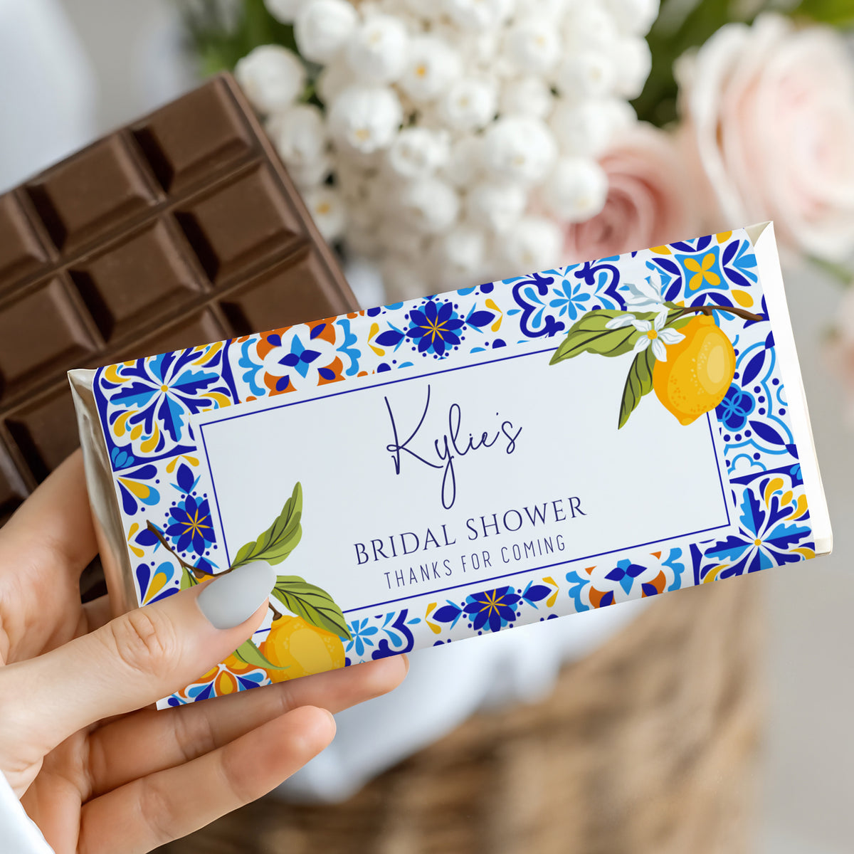 Amalfi Lemons Bridal Shower Personalised Chocolate Bars