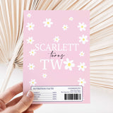 Pink daisy printed chocolate wrapper with floral pattern and SCARLETT text