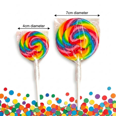 Lollipop size comparison - 4cm and 7cm diameter