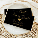 Love Is Sweet Black & Gold Wedding Chocolate Bar