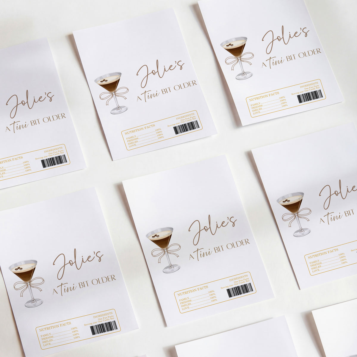 Tini Bit Older Martini DIY Printed Chocolate Wrappers