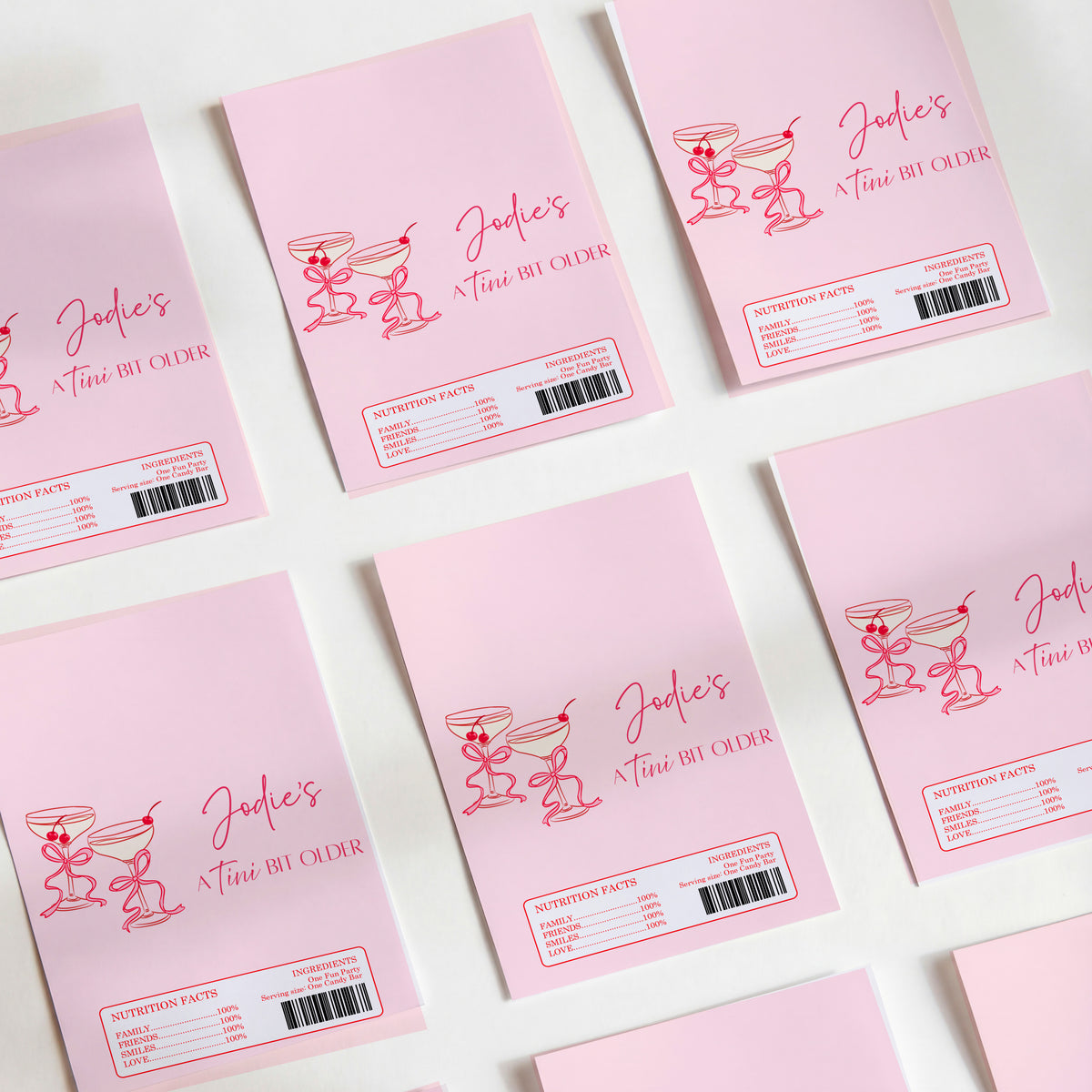 Tini Bit Older Pink Martini DIY Printed Chocolate Wrappers