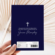 Navy First Holy Communion chocolate wrapper with cross and thank-you message