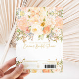 Peach floral printed chocolate wrapper with thank-you text, nutrition facts panel, and barcode
