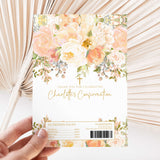 Peach floral printed chocolate wrapper with Thank You and nutrition facts