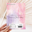 Kids DIY chocolate wrapper sheet with pink-purple marble birthday design and text