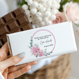 Pink Floral Circle 70th Birthday Chocolate Bar