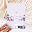 Purple floral confirmation DIY chocolate wrapper with cross, Thank You, Lily's Confirmation