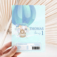 Hot air balloon theme chocolate wrapper with Thomas turns 1 and ingredients panel