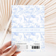 Safari blue patterned chocolate wrapper sheet with birthday text and nutrition info