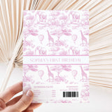 Pink and white DIY printed chocolate wrapper with safari animal pattern and Sophia's text