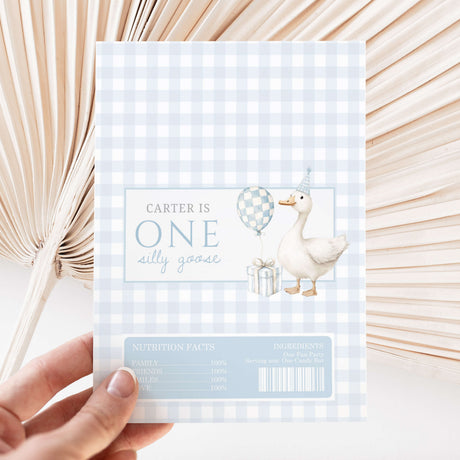 First birthday DIY chocolate wrapper sheet, blue check design with 'ONE', llama and nutrition panel