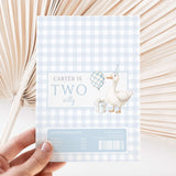 Blue gingham DIY printed chocolate wrapper with animal illustration and wording