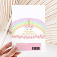 Unicorn rainbow birthday chocolate wrapper, 'Matilda's 3rd birthday' printed front