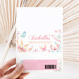 Printed birthday chocolate wrapper sheet with butterflies and name "Isabellas"