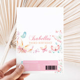 Printed birthday chocolate wrapper sheet with butterflies and name "Isabellas"