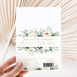 Printed chocolate wrapper with green greenery florals and thank-you baby shower text