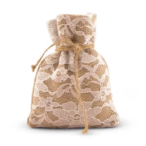 lace and burlap favour bags