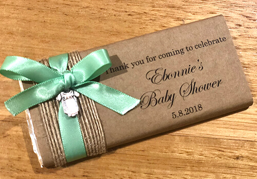 Rustic Paper, Ribbon & Baby Onesie Charm Personalised Chocolates