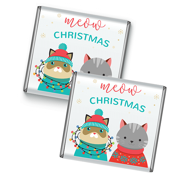 Christmas Cats Design Personalised Petite Chocolates