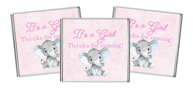 Pink Baby Elephant Petite Personalised Chocolates