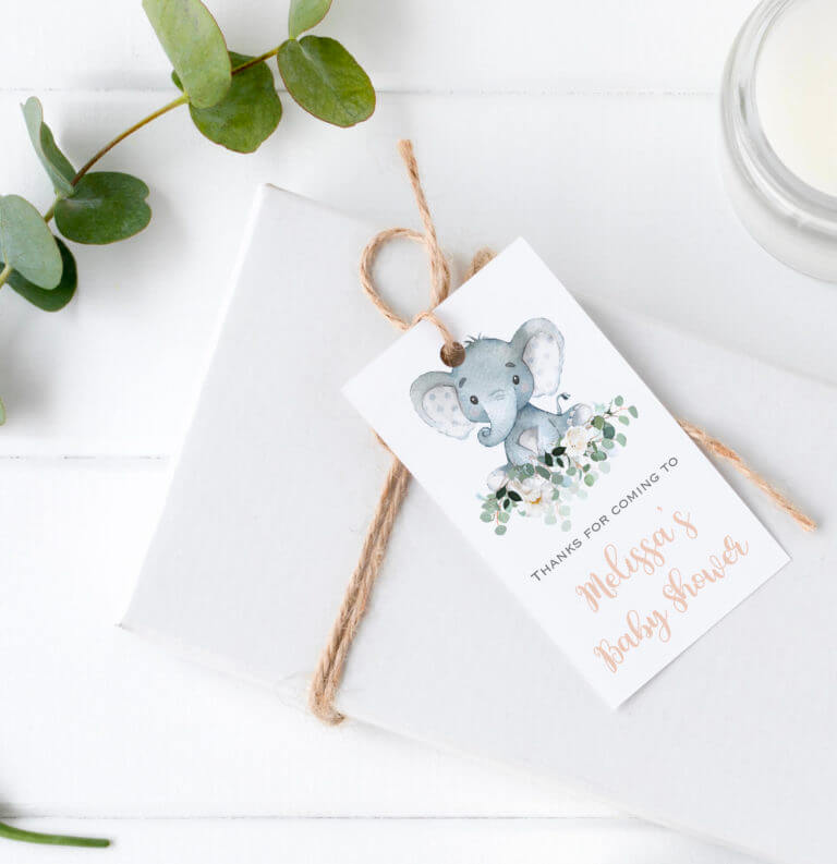 Personalised Gift Tags – Baby Elephant & Florals