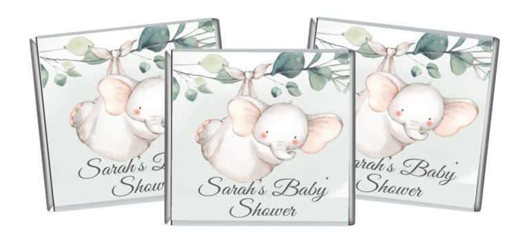 Baby Elephant & Greenery Personalised Petite Chocolates