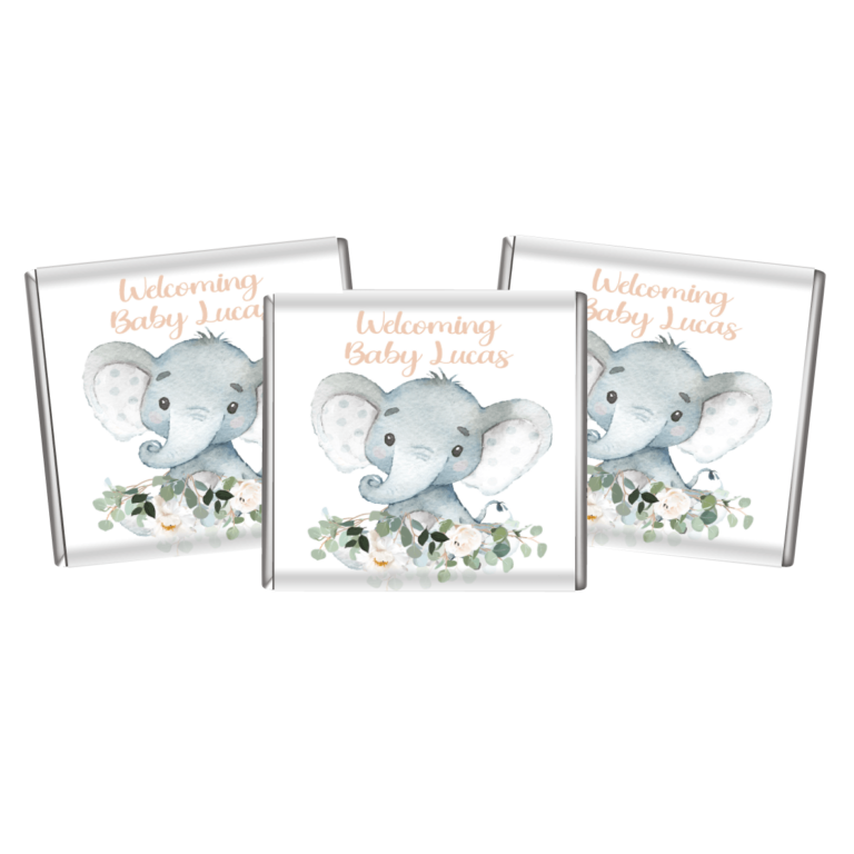Baby Elephant & Florals Petite Personalised Chocolates