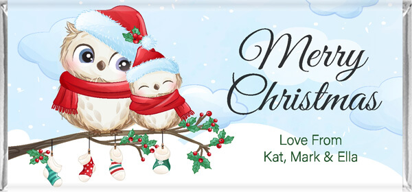Christmas Owls Personalised Chocolate Bars