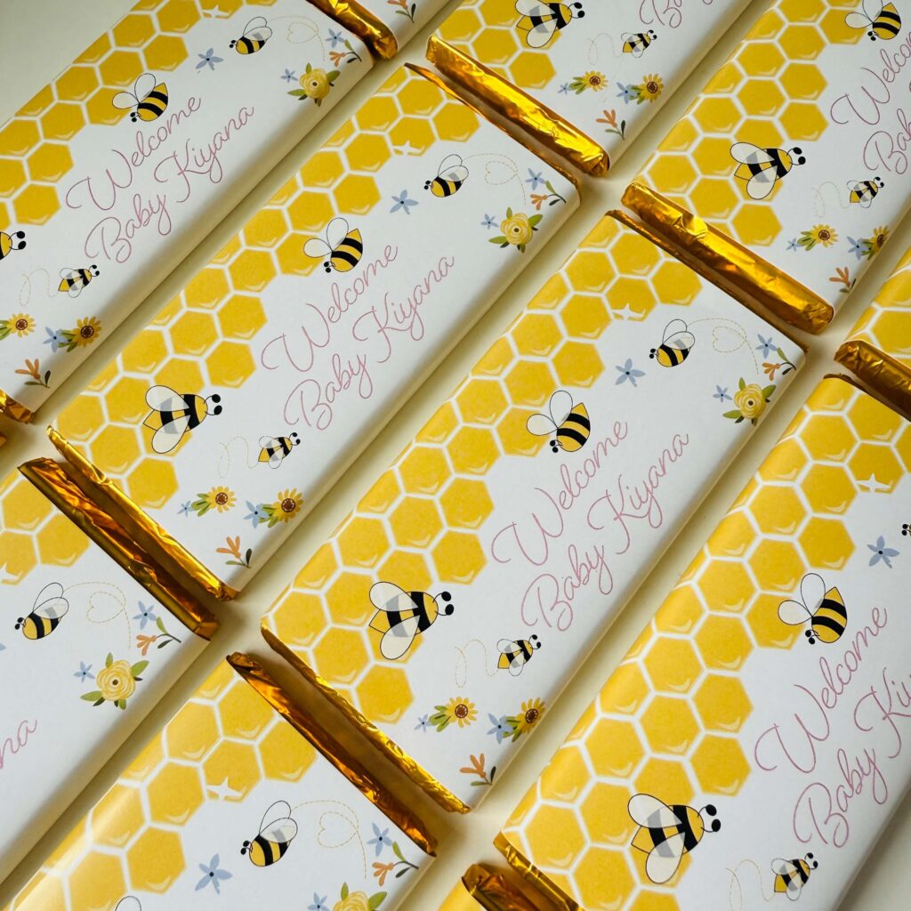 BEE BABY SHOWER CHOCOLATE BARS CUSTOM